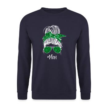 Mama Unordentlicher Dutt St. Patricks - Unisex Pullover - Navy - Vorne - Alina (178cm) & Michal (187cm)