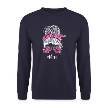 Mom Messy Dutt Leopard - Unisex Sweatshirt - navy - Front - Alina (178cm) & Michal (187cm)