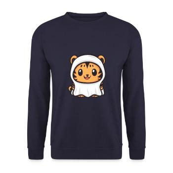 Tiger Halloween Lustig Geist - Unisex Pullover - Navy - Vorne - Alina (178cm) & Michal (187cm)