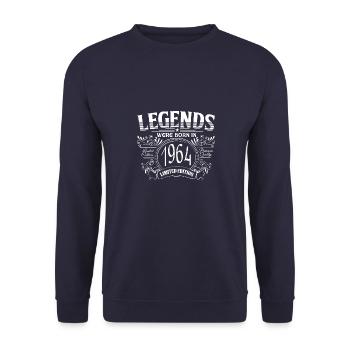 Legnden were born in 1964 60th birthday Sayings - Unisex Sweatshirt - navy - Front - Alina (178cm) & Michal (187cm)
