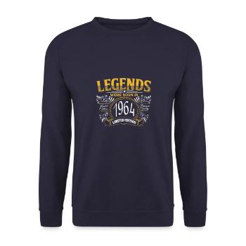 Legnden were born in 1964 60th birthday Sayings - Unisex Sweatshirt - navy - Front - Alina (178cm) & Michal (187cm)