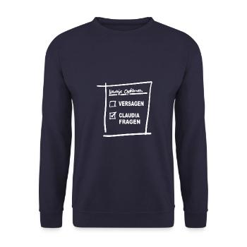 Heutige Optionen Claudia Fragen - Unisex Pullover - Navy - Vorne - Alina (178cm) & Michal (187cm)