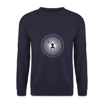 Gewichtheben im Fitnessstudio in weiss - Unisex Pullover - Navy - Vorne - Alina (178cm) & Michal (187cm)