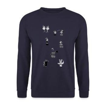 Lustiges Obst und Gemüse - Unisex Pullover - Navy - Vorne - Alina (178cm) & Michal (187cm)