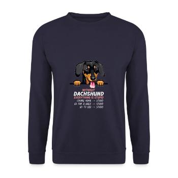 Ohne Dachshund ist alles doof - Unisex Pullover - Navy - Vorne - Alina (178cm) & Michal (187cm)