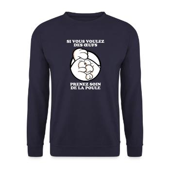 Prenez soin de la poule 2 (foncé) - Sweat-shirt Unisexe - marine - Devant - Alina (178cm) & Michal (187cm)