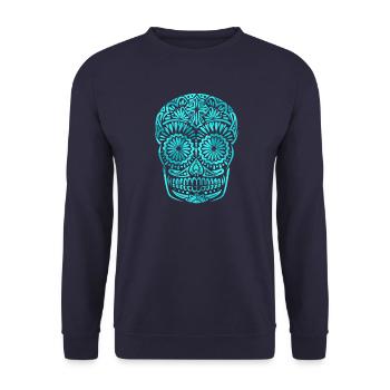 Calavera mexicana turquesa - Sweat-shirt Unisexe - marine - Devant - Alina (178cm) & Michal (187cm)