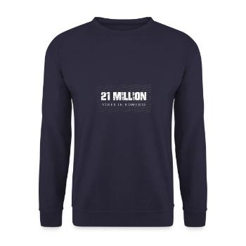 21 Million - Bitcoin - Veris in Numeris - Unisex Sweatshirt - navy - Front - Alina (178cm) & Michal (187cm)