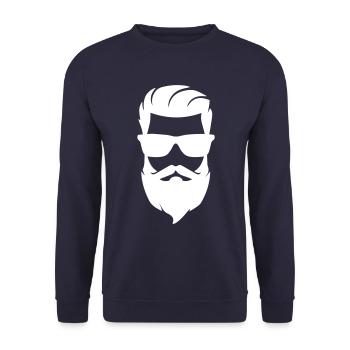 Gesicht bart symbol - Unisex Pullover - Navy - Vorne - Alina (178cm) & Michal (187cm)