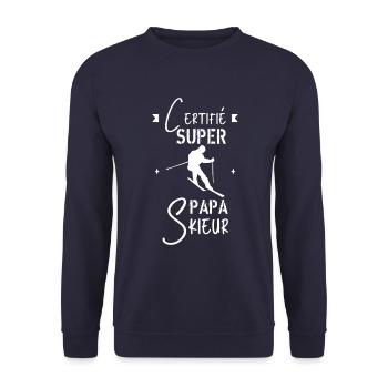 Super Papa Skieur - Sweat-shirt Unisexe - marine - Devant - Alina (178cm) & Michal (187cm)