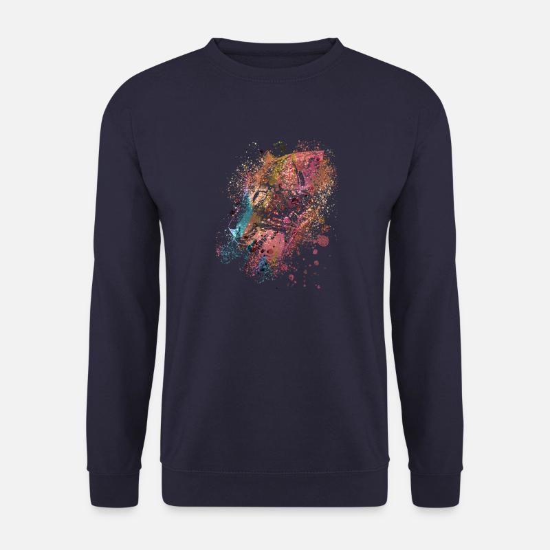 panther,gepard,leopard,rot,bunt,graffiti,rot - Unisex Pullover - Navy