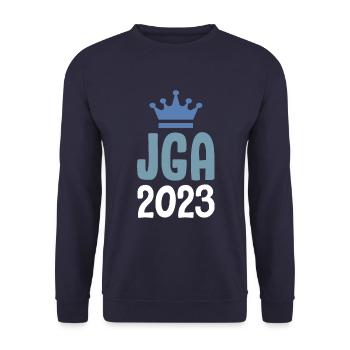 Jga 2023 Junggesellenabschied - Unisex Pullover - Navy - Vorne - Alina (178cm) & Michal (187cm)