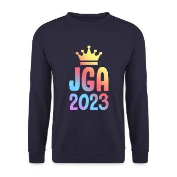 Jga 2023 Junggesellenabschied - Unisex Pullover - Navy - Vorne - Alina (178cm) & Michal (187cm)