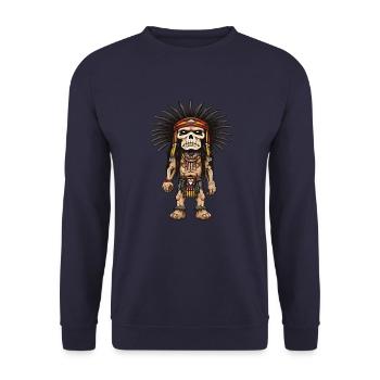 Apache Indianer - Unisex Pullover - Navy - Vorne - Alina (178cm) & Michal (187cm)