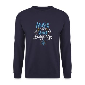 Music Is My Second Language - Unisex Sweatshirt - navy - Front - Alina (178cm) & Michal (187cm)