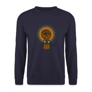 Black Power Faust - Unisex Pullover - Navy - Vorne - Alina (178cm) & Michal (187cm)