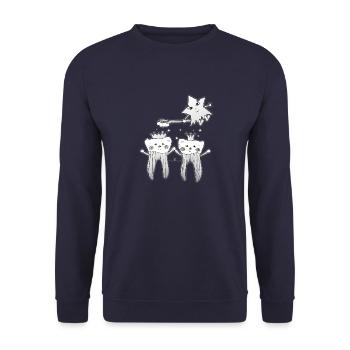 Gesunde Zähne - Unisex Pullover - Navy - Vorne - Alina (178cm) & Michal (187cm)