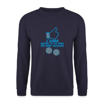 aime quand sert boules petanque like - Sweat-shirt Unisexe - marine - Devant - Alina (178cm) & Michal (187cm)