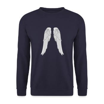Engel Flügel Elfen Feen göttlich himmlisch magisch - Unisex Pullover - Navy - Vorne - Alina (178cm) & Michal (187cm)