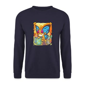 Sweet butterfly and the city - Unisex Sweatshirt - navy - Front - Alina (178cm) & Michal (187cm)