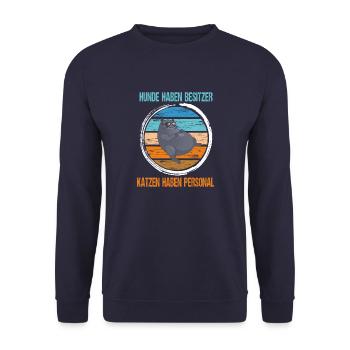 Hunde haben Besitzer Katzen haben Personal - Unisex Pullover - Navy - Vorne - Alina (178cm) & Michal (187cm)