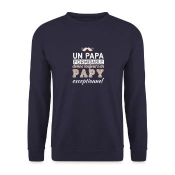 Un papa formidable donne un papy Exeptionnel - Sweat-shirt Unisexe - marine - Devant - Alina (178cm) & Michal (187cm)