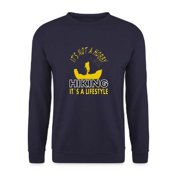 Hiking is a lifestyle mountaineering gift - Unisex Sweatshirt - navy - Front - Alina (178cm) & Michal (187cm)
