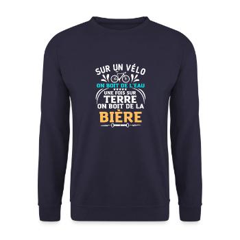Humour bière vélo 2 - Sweat-shirt Unisexe - marine - Devant - Alina (178cm) & Michal (187cm)