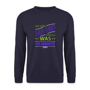 geschenkidee humor spaß cool lustiger spruch - Unisex Pullover - Navy - Vorne - Alina (178cm) & Michal (187cm)