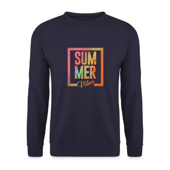 Sommer Vibes Sommer Palme - Unisex Pullover - Navy - Vorne - Alina (178cm) & Michal (187cm)