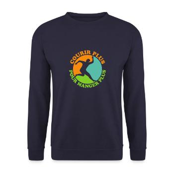 Courir plus pour manger plus 1 - Sweat-shirt Unisexe - marine - Devant - Alina (178cm) & Michal (187cm)