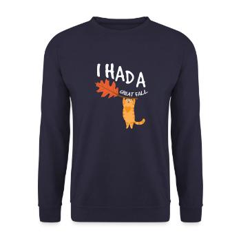 Funny I Had a Great Fall Autumn Cat - lovers cats - Unisex Sweatshirt - navy - Front - Alina (178cm) & Michal (187cm)