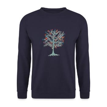 Tree. Tree of Life. Yggdrasil - Unisex Sweatshirt - navy - Front - Alina (178cm) & Michal (187cm)