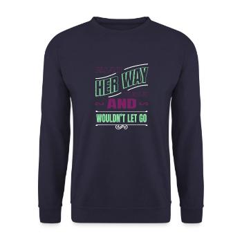 mammal joke humor rainbow cat cat humor statement - Unisex Pullover - Navy - Vorne - Alina (178cm) & Michal (187cm)