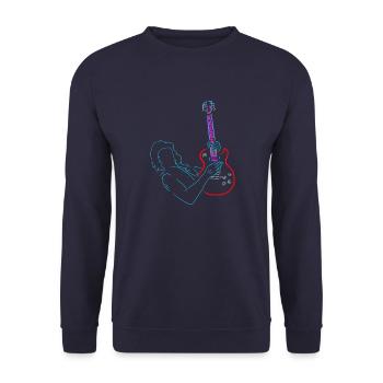 Rainbow guitariste coloré. Guitare électrique. - Sweat-shirt Unisexe - marine - Devant - Alina (178cm) & Michal (187cm)