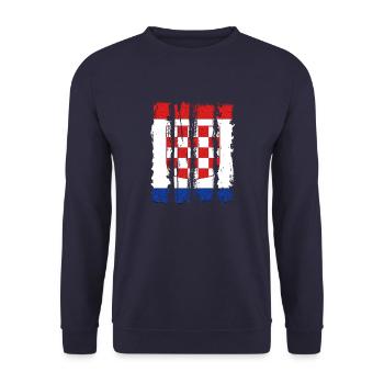 Kroatische Nationalflagge Emblem Kroatien Hrvatska hrv - Unisex Pullover - Navy - Vorne - Alina (178cm) & Michal (187cm)