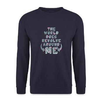 T slogan Le monde tourne autour de moi - Sweat-shirt Unisexe - marine - Devant - Alina (178cm) & Michal (187cm)