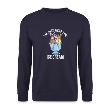 Ich Bin Nur Wegen Des Kostenlosen Eises Hier - Unisex Pullover - Navy - Vorne - Alina (178cm) & Michal (187cm)