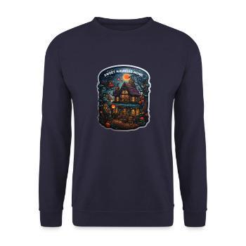 Mignon Maison hantée mignon Halloween autocollant citrouille - Sweat-shirt Unisexe - marine - Devant - Alina (178cm) & Michal (187cm)