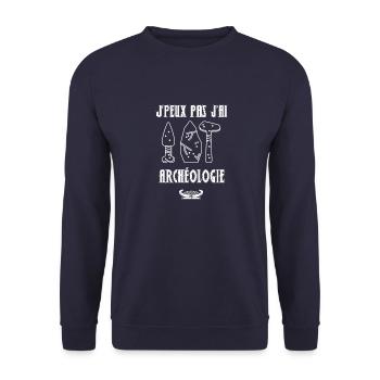 J PEUX PAS J AI archéologie 1 - Sweat-shirt Unisexe - marine - Devant - Alina (178cm) & Michal (187cm)