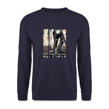 cyclist cycling bmx bike sport mountain biking hobby - Unisex Sweatshirt - navy - Front - Alina (178cm) & Michal (187cm)