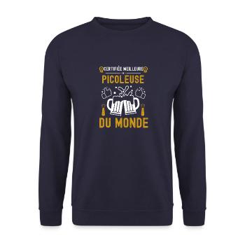Certifiée meilleure picoleuse du monde 1 - Sweat-shirt Unisexe - marine - Devant - Alina (178cm) & Michal (187cm)