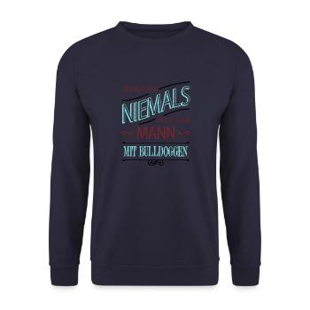 eigenschaften eigenschaft hund spaß bester opa - Unisex Pullover - Navy - Vorne - Alina (178cm) & Michal (187cm)