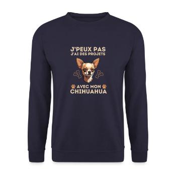 chien doux chihuahua 2 - Sweat-shirt Unisexe - marine - Devant - Alina (178cm) & Michal (187cm)