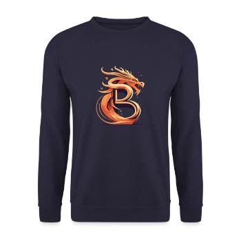Buchstabe B mit Drache - Unisex Pullover - Navy - Vorne - Alina (178cm) & Michal (187cm)