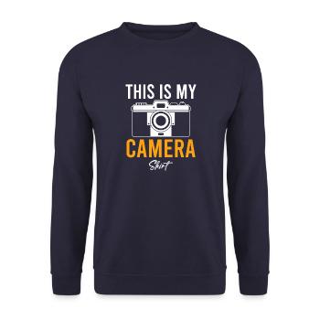 Kamera Film Kameramann Vintage Kameramann Sprüche - Unisex Pullover - Navy - Vorne - Alina (178cm) & Michal (187cm)