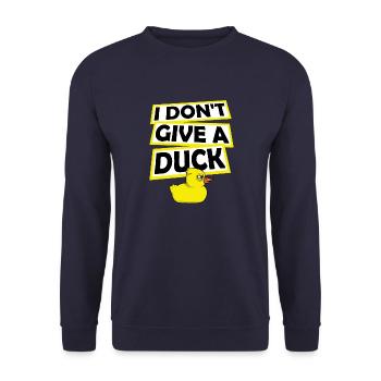 Lustig Ich gebe keine Ente Gummienten Sarkasmus - Unisex Pullover - Navy - Vorne - Alina (178cm) & Michal (187cm)