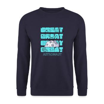 GROSSARTIGER ASTRONAUT - Unisex Pullover - Navy - Vorne - Alina (178cm) & Michal (187cm)