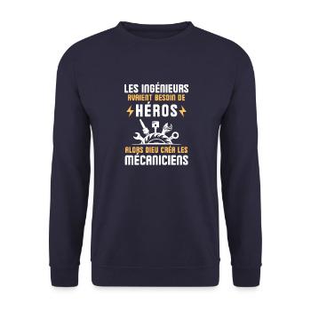Mécanicien - Sweat-shirt Unisexe - marine - Devant - Alina (178cm) & Michal (187cm)
