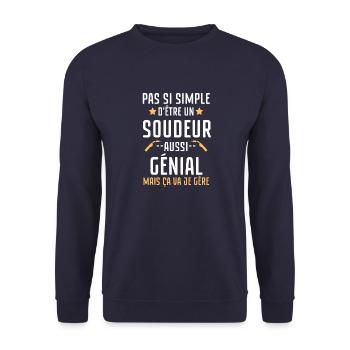 Pas facile d être un soudeur aussi génial - Sweat-shirt Unisexe - marine - Devant - Alina (178cm) & Michal (187cm)